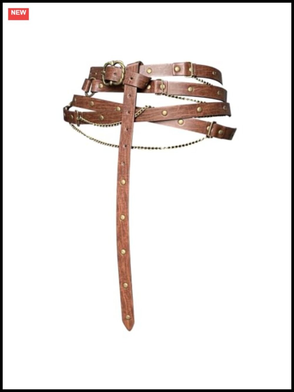 Faux Leather Chain Belt, Retro Medieval Dress Belt
